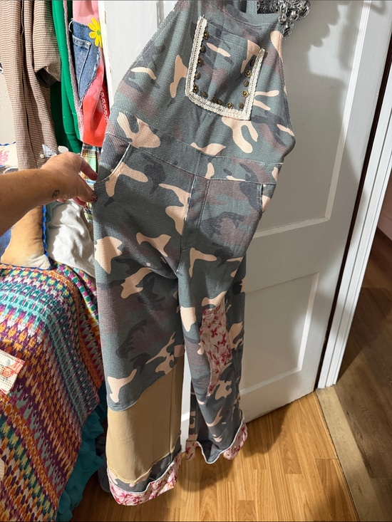 POL Pants - POL CAMO AND FLORAL OVERALLS MEDIUM